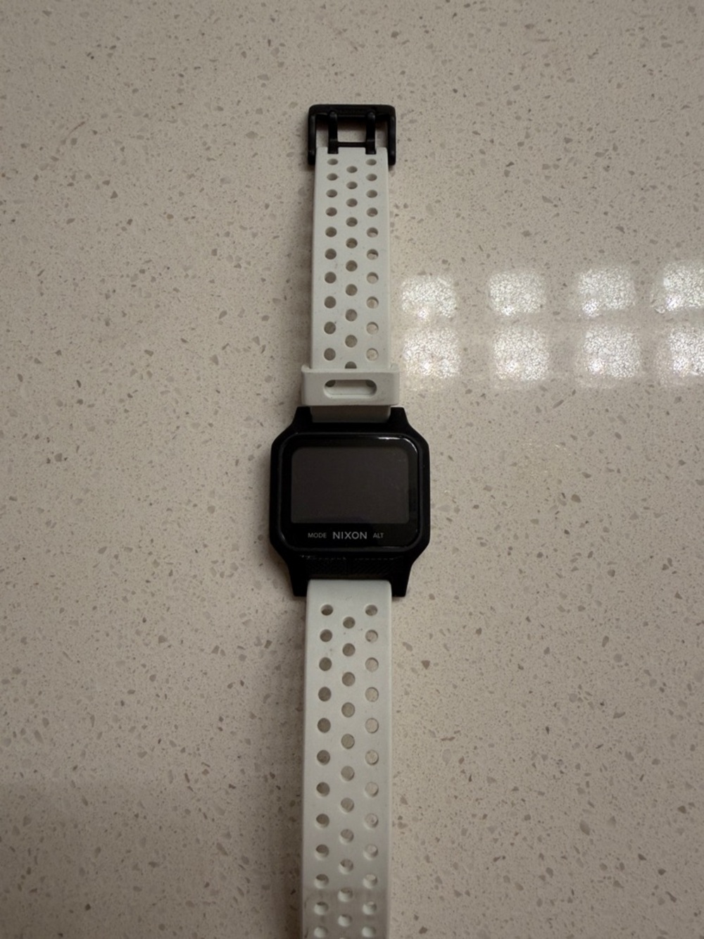 Nixon White Silicone Band Digital Sports Watch with Black Case